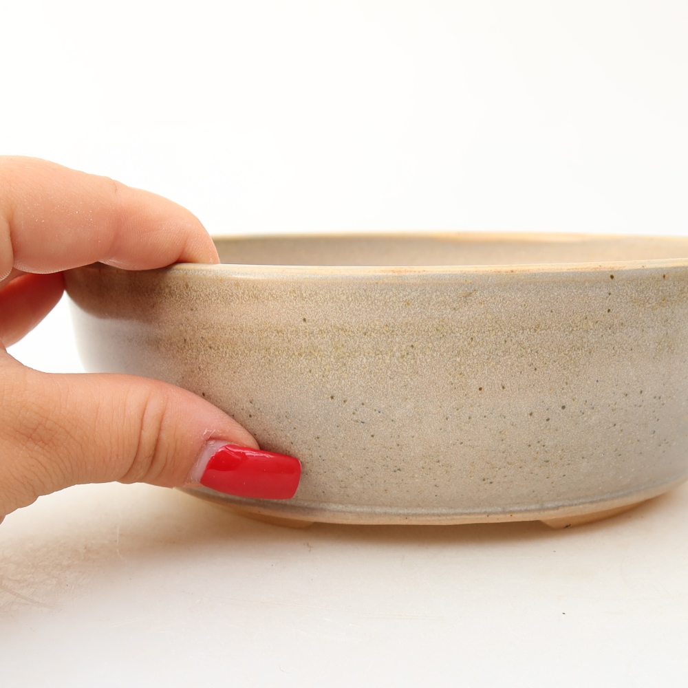 Vaso da bonsai in ceramica 17,5 x 17,5 x 6 cm, colore beige