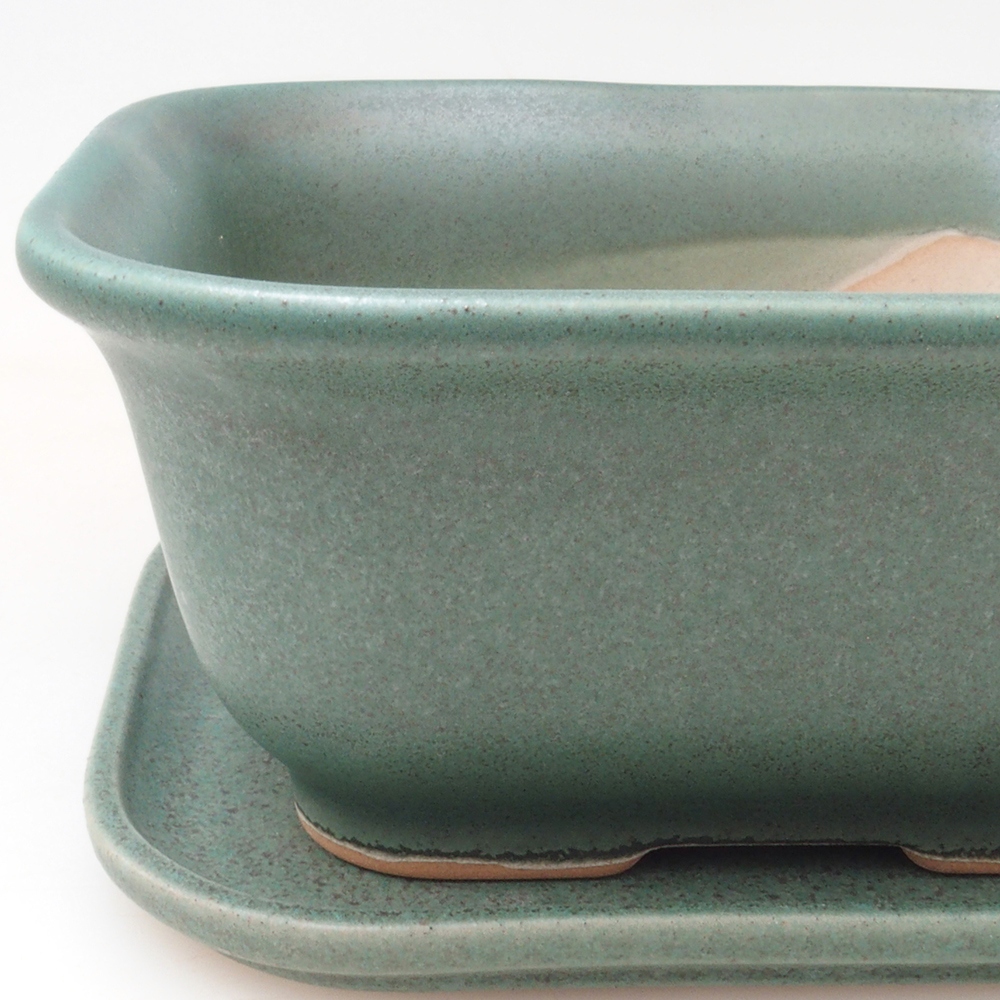 Ciotola bonsai + piattino H37 - 14,5x13x6,5 cm. - verde