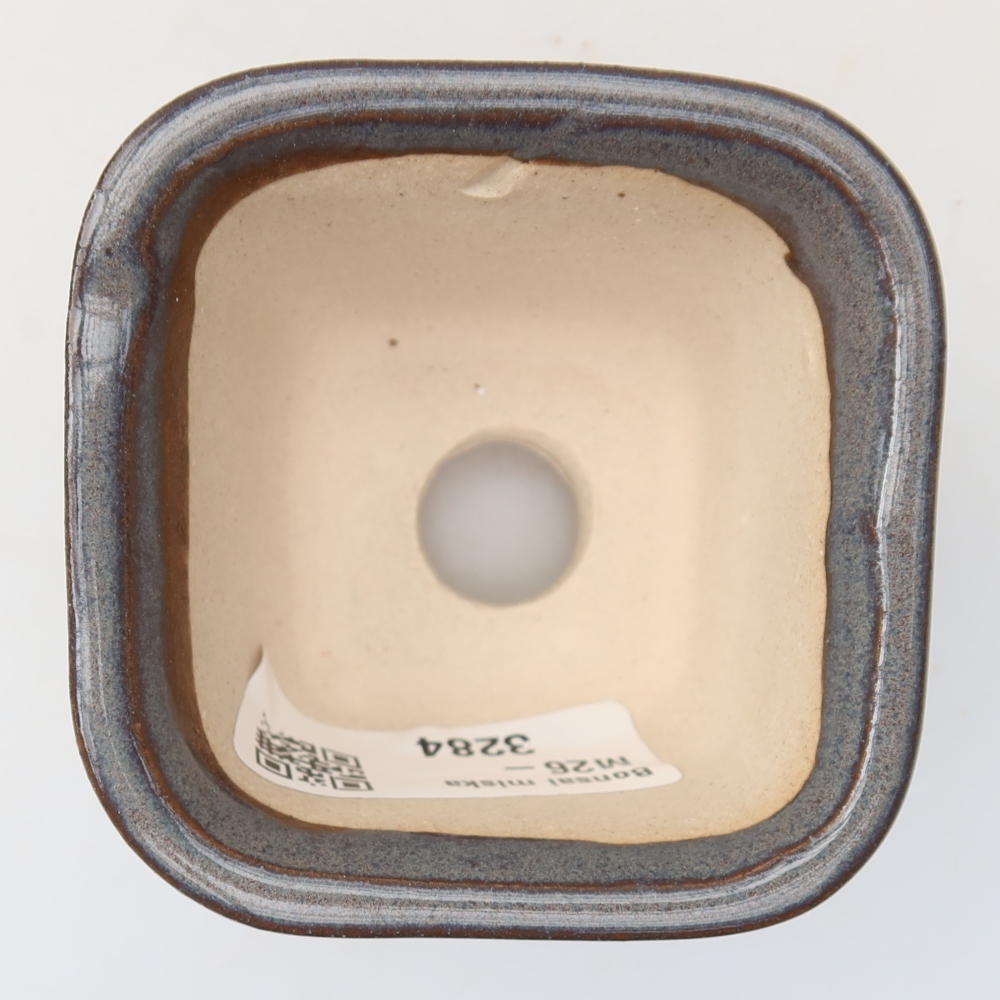 Vaso da bonsai in ceramica 6,5 x 6,5 x 5 cm, colore grigio