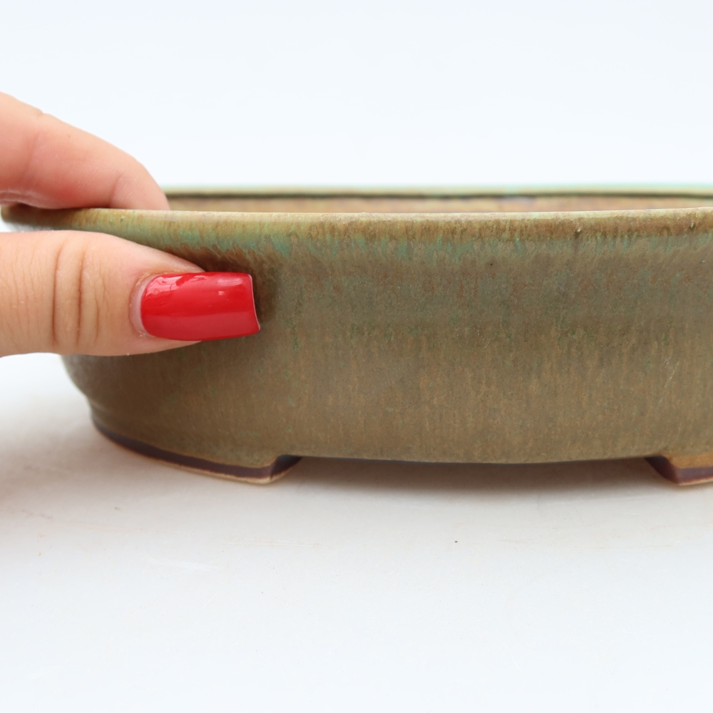 Vaso da bonsai in ceramica 21 x 19,5 x 5 cm, colore verde