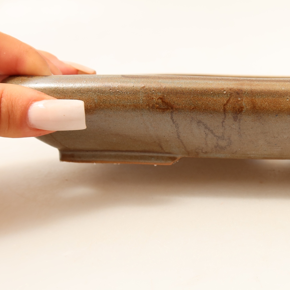 Ciotola per bonsai in ceramica 24 x 17,5 x 4 cm, marrone
