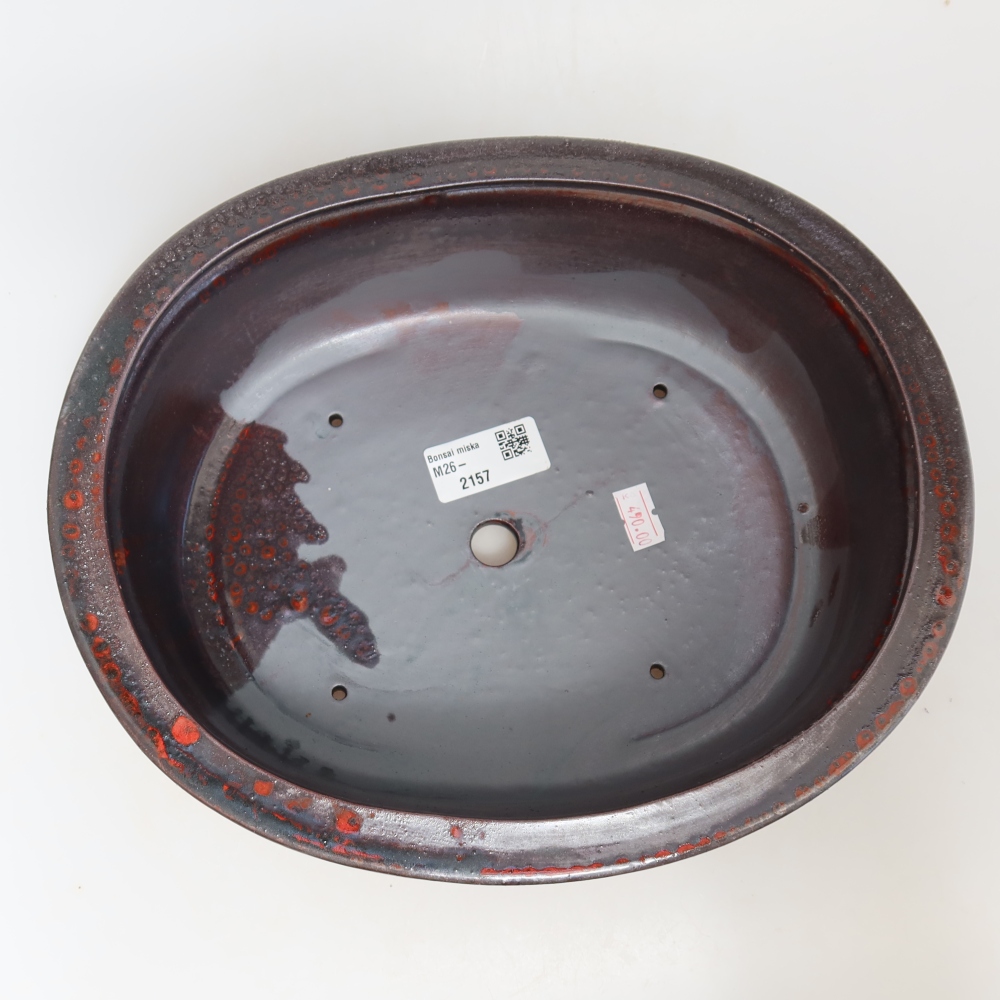 Vaso da bonsai in ceramica 26 x 22 x 8 cm, colore rosso metallizzato