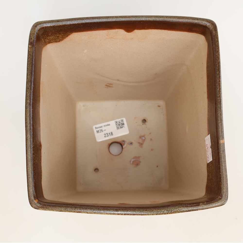 Vaso da bonsai in ceramica 15,5 x 15,5 x 19 cm, colore marrone