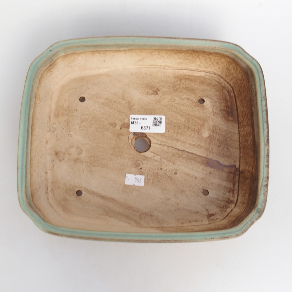 Ciotola per bonsai in ceramica 25 x 21,5 x 6,5 cm, verde