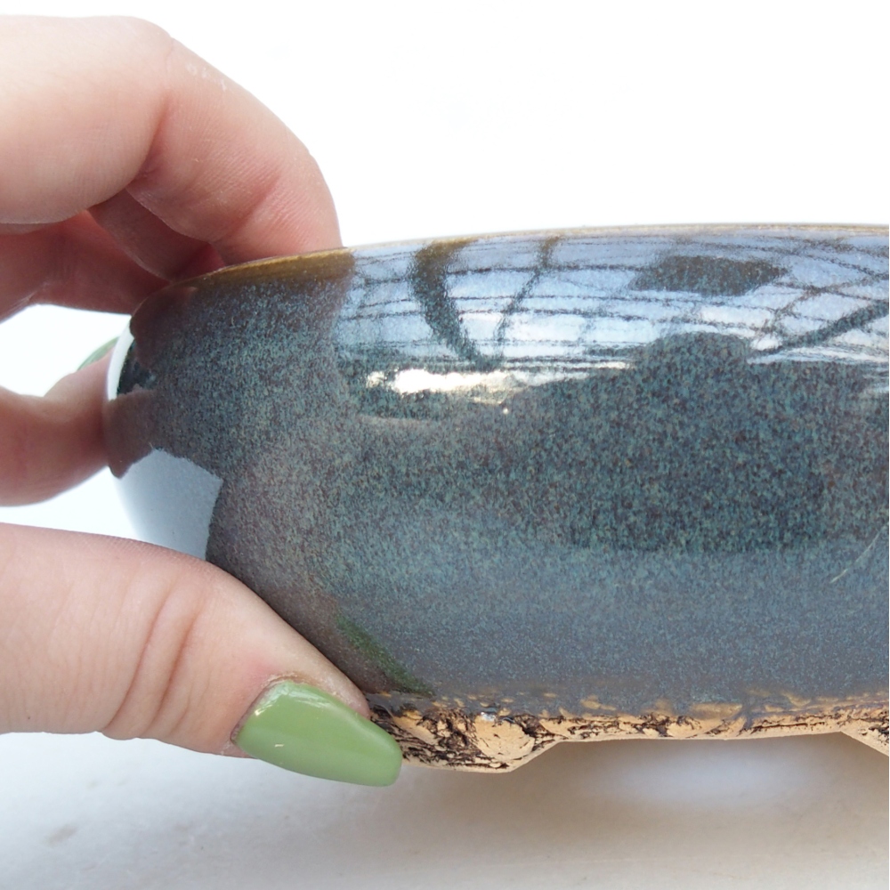 Ciotola bonsai in ceramica 15 x 15 x 5,5 cm, blu-grigio