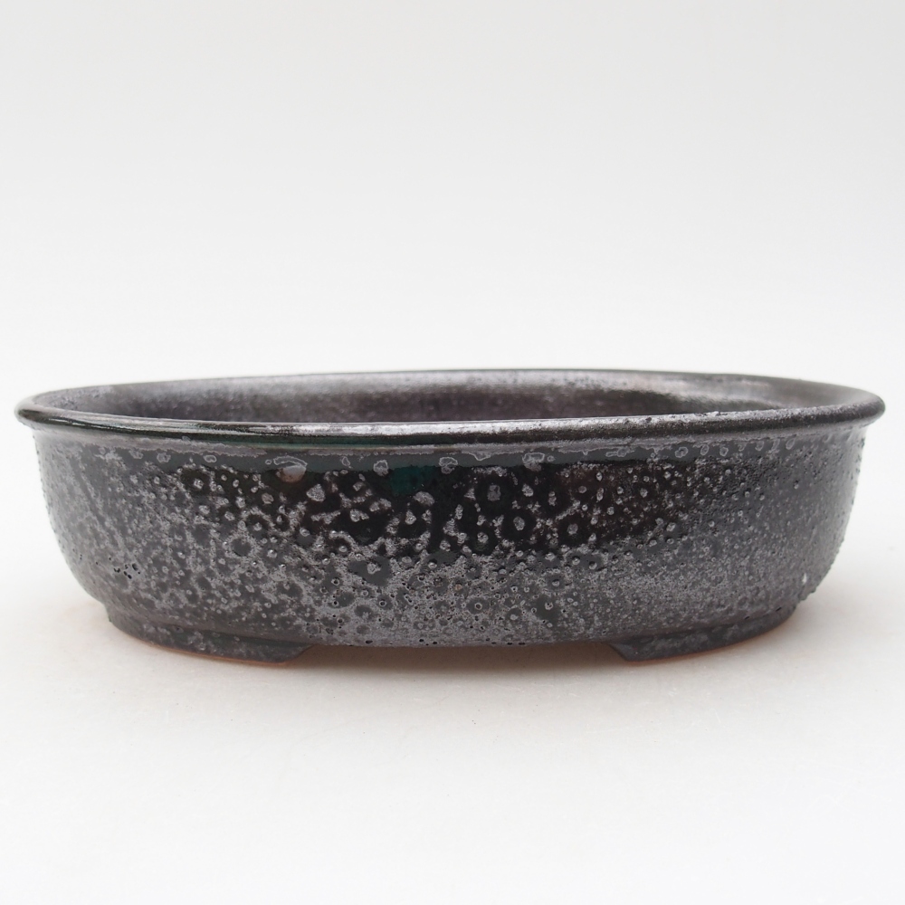 Ciotola bonsai in ceramica 19 x 14,5 x 4,5 cm, verde metallizzato
