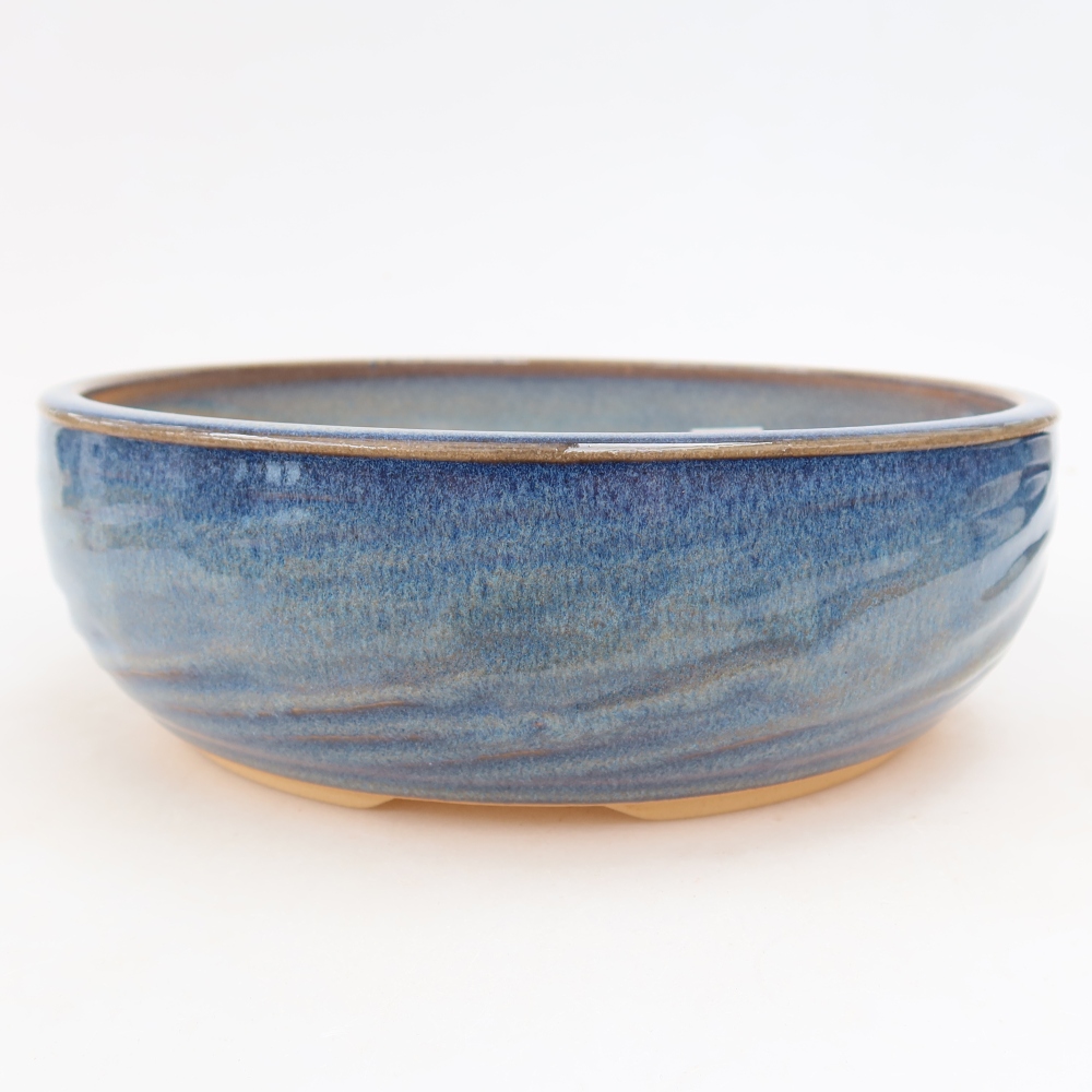 Vaso da bonsai in ceramica 21,5 x 21,5 x 7 cm, colore blu