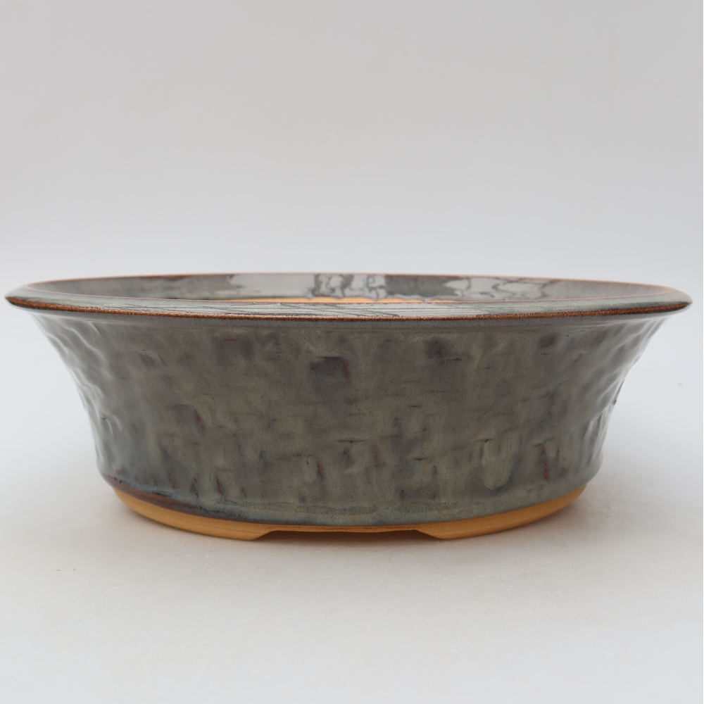 Vaso per bonsai in ceramica 26,5 x 26,5 x 8 cm, colore grigio