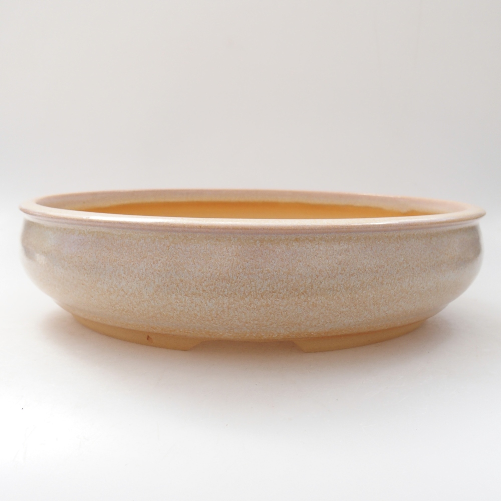 Ciotola per bonsai in ceramica 25,5 x 25,5 x 6 cm, colore beige