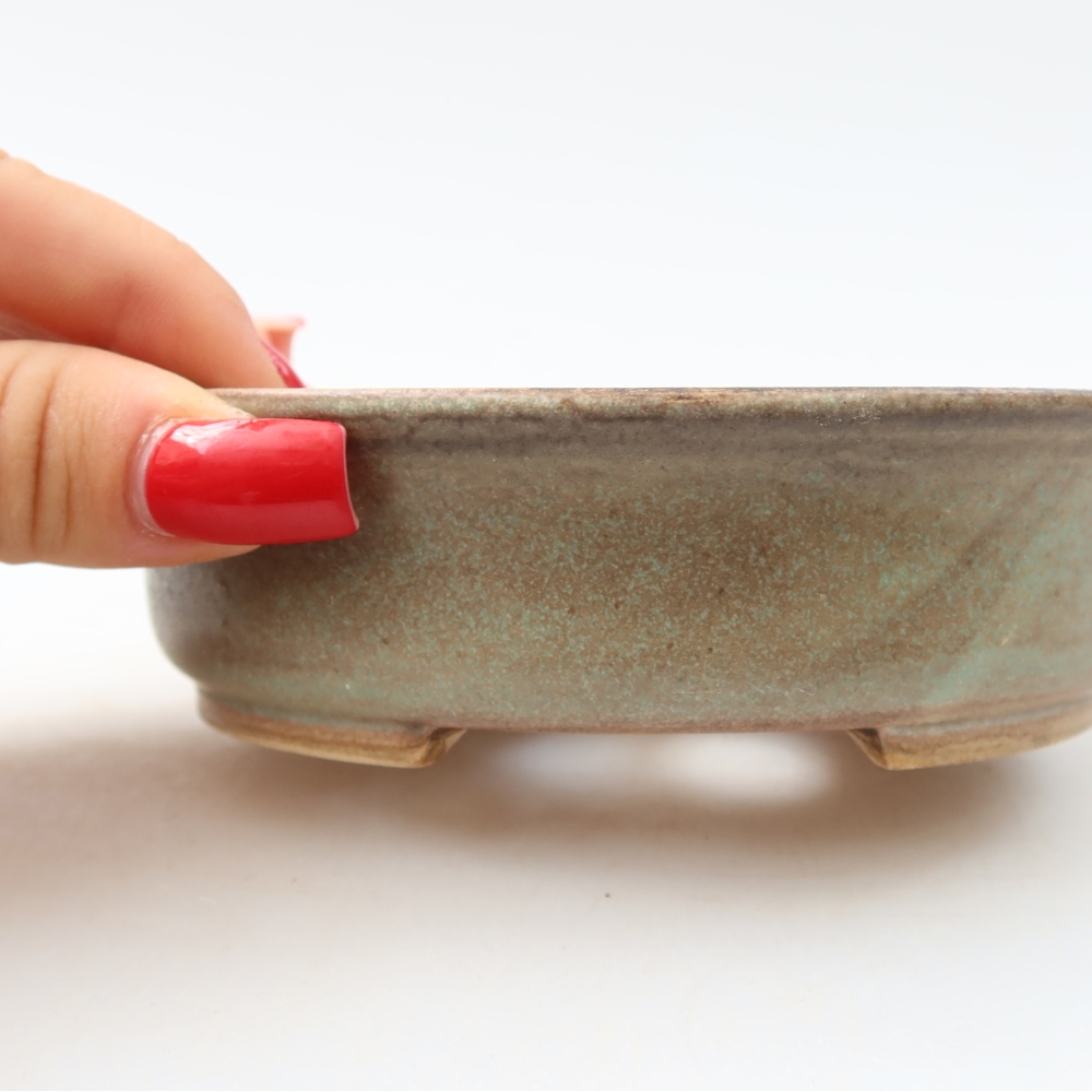Vaso da bonsai in ceramica 12,5 x 11,5 x 3,5 cm, colore verde