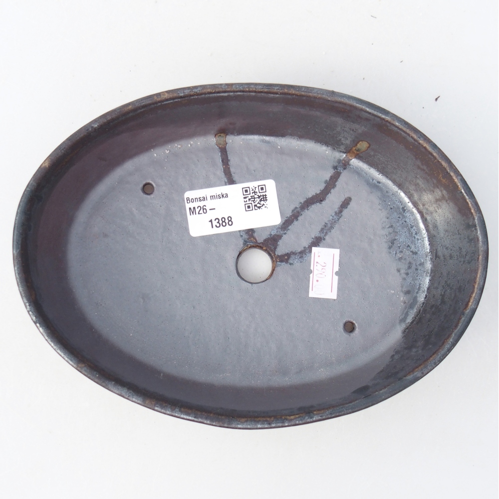 Ciotola per bonsai in ceramica 18,5 x 13,5 x 4,5 cm, marrone