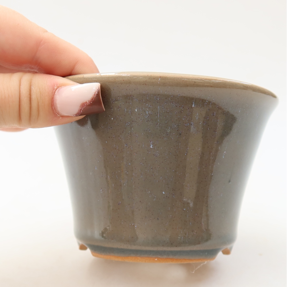 Vaso da bonsai in ceramica 11 x 11 x 7 cm, colore grigio