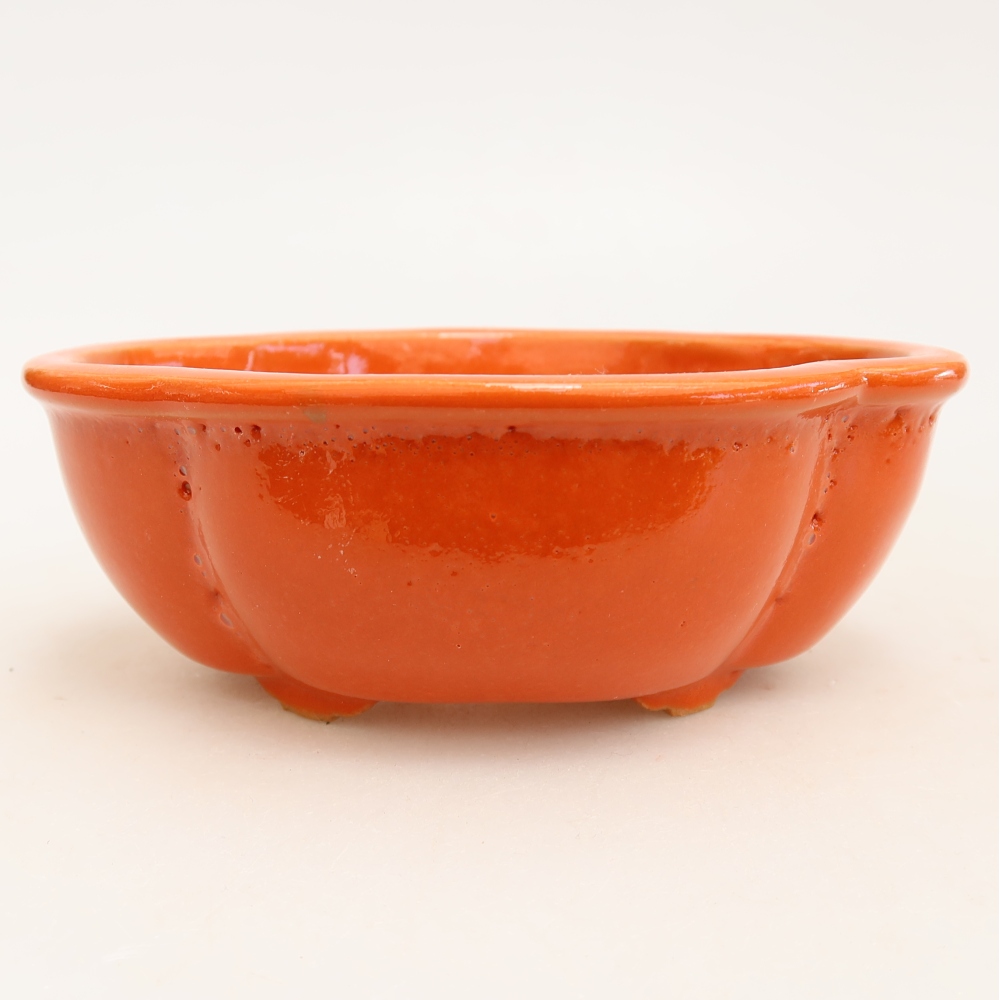 Vaso da bonsai in ceramica 12,5 x 10,5 x 4,5 cm, colore arancione