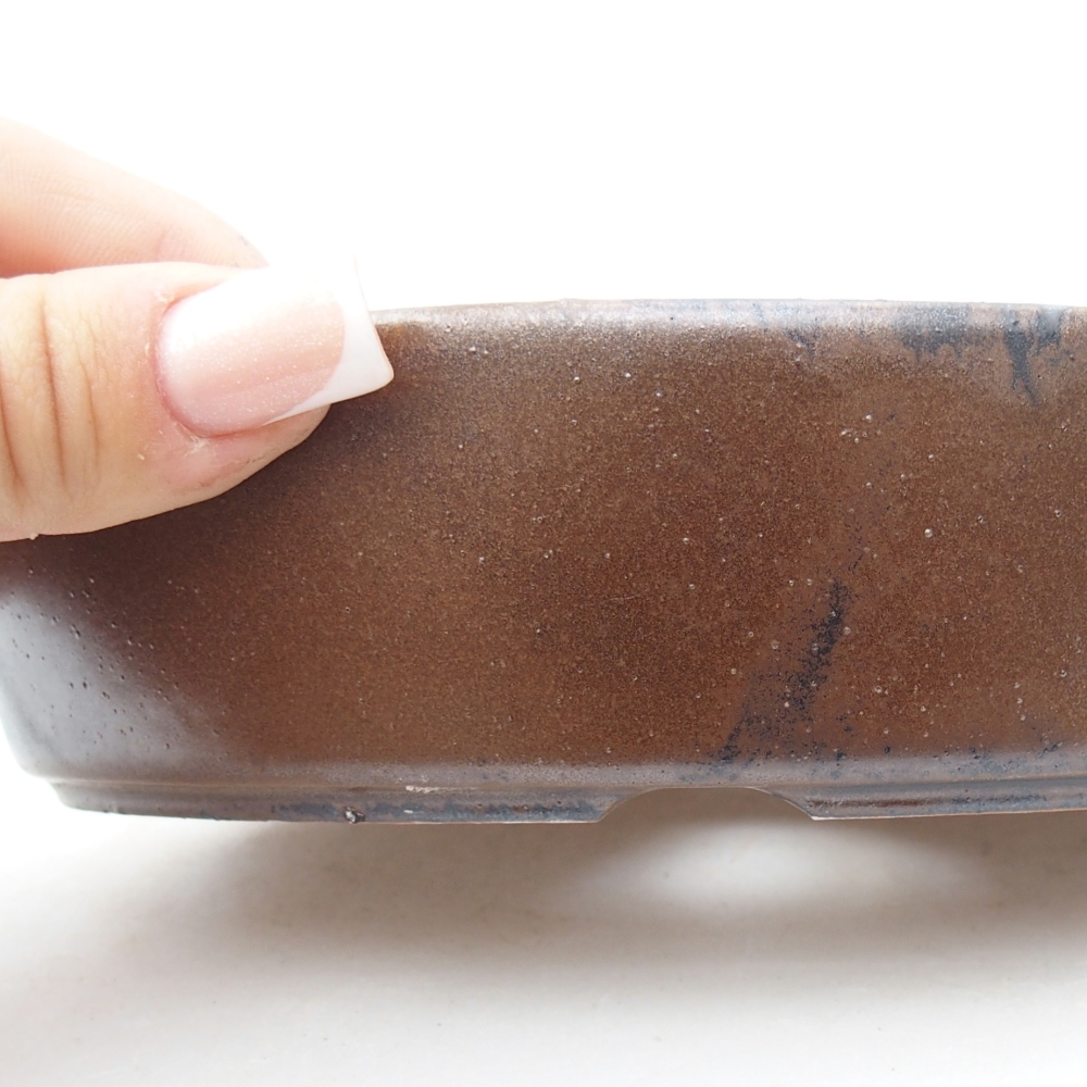 Ciotola per bonsai in ceramica 16,5 x 11,5 x 4,5 cm, marrone