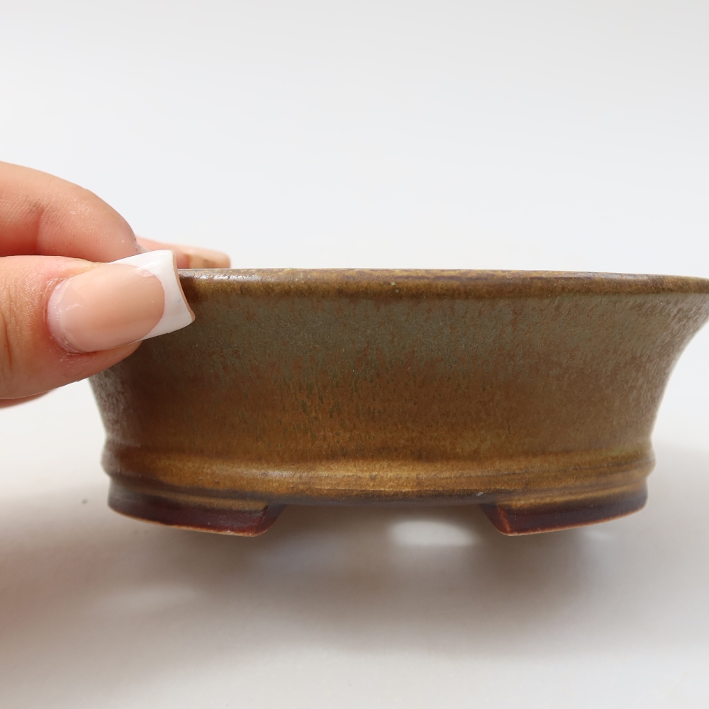 Vaso da bonsai in ceramica 12,5 x 11,5 x 4 cm, colore verde