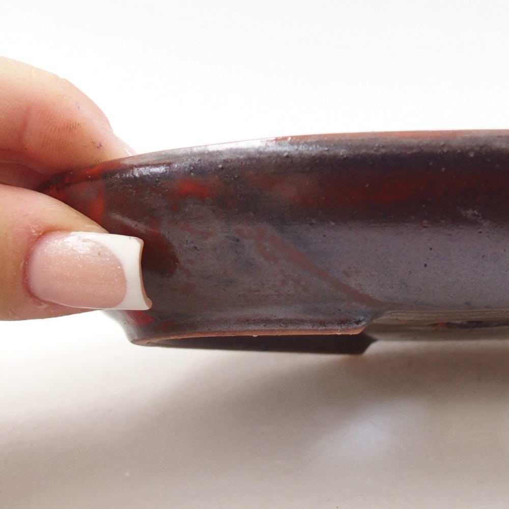 Ciotola bonsai in ceramica 15,5 x 11 x 2,5 cm, rosso metallizzato