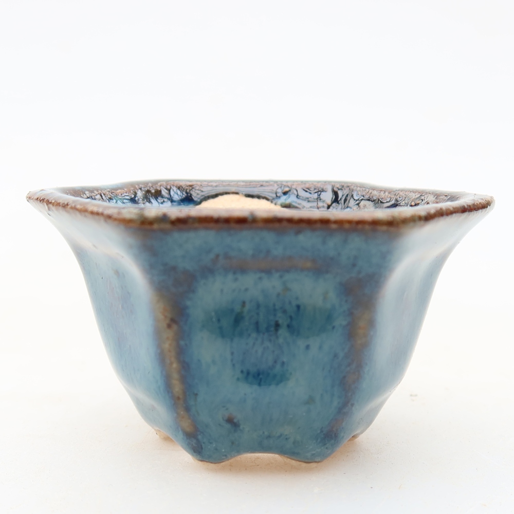 Vaso in ceramica per bonsai 5,5 x 5 x 3 cm, colore blu