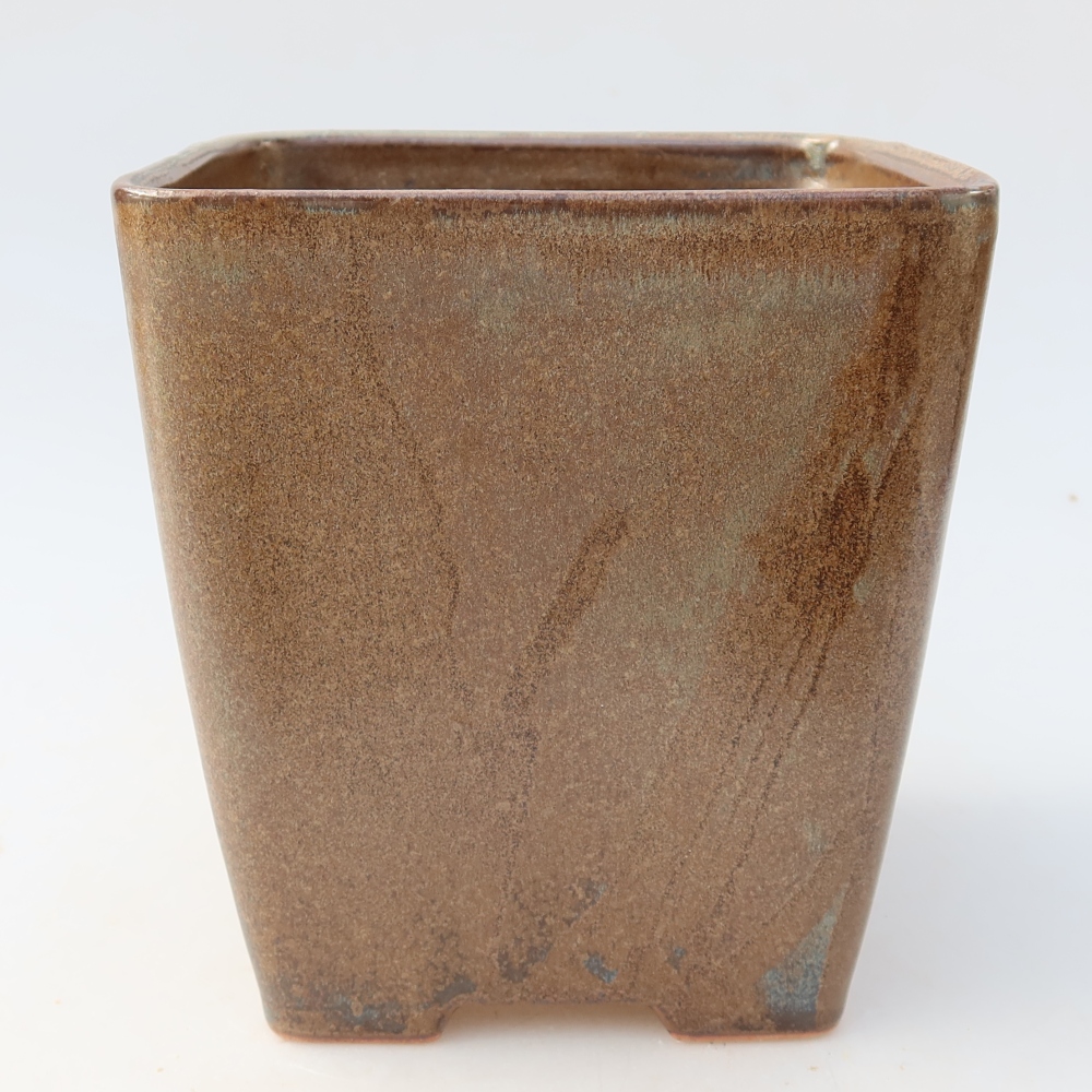 Vaso da bonsai in ceramica 13,5 x 13,5 x 15 cm, colore marrone