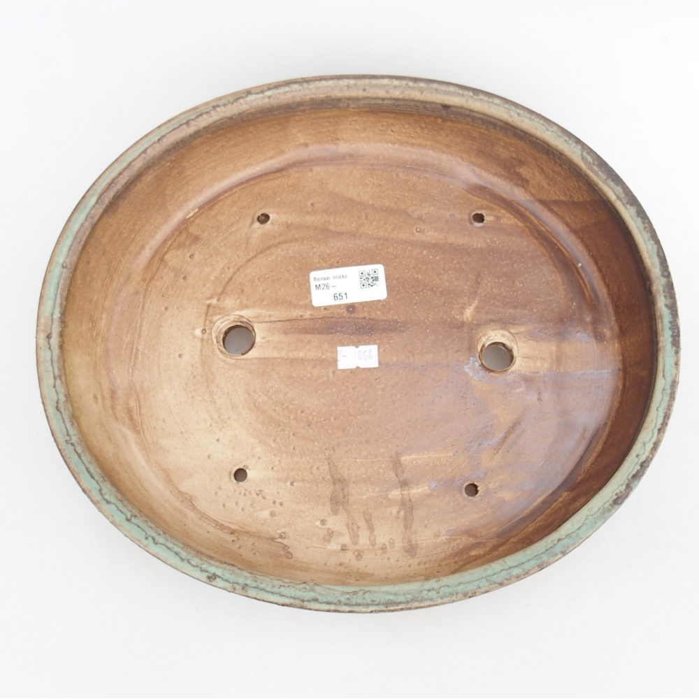 Ciotola per bonsai in ceramica 31,5 x 28,5 x 6,5 cm, verde