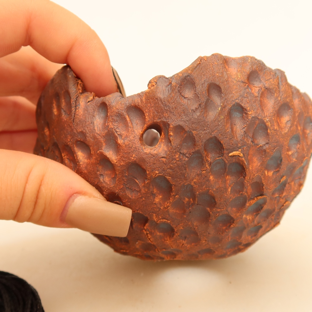 Contenitore in ceramica per Kokedama 10 x 10 x 6,5 cm, colore marrone