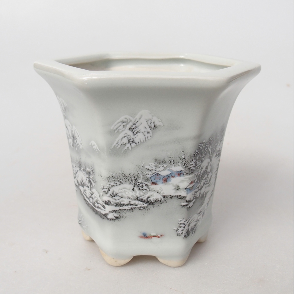 Ciotola per bonsai in ceramica 10 x 9 x 9 cm, colore bianco