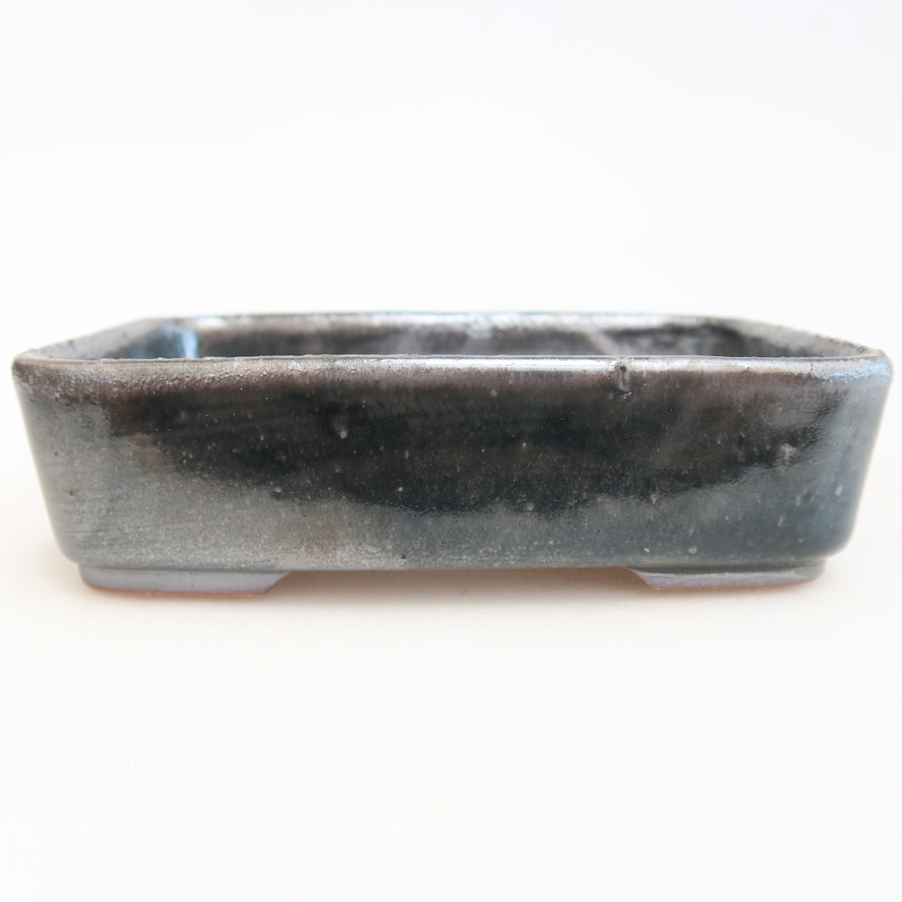 Vaso da bonsai in ceramica 13 x 9,5 x 3,5 cm, colore metallizzato