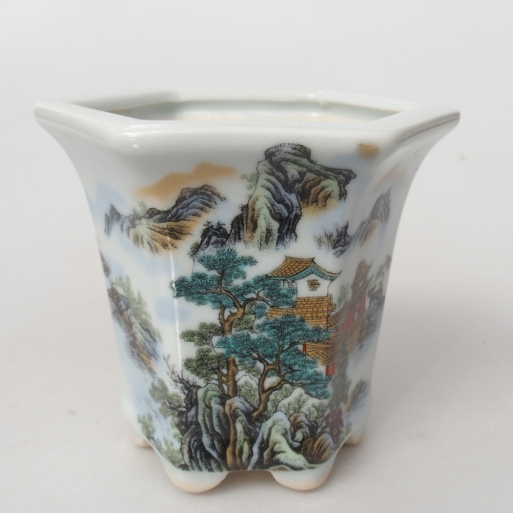 Ciotola per bonsai in ceramica 10 x 9 x 9 cm, colore bianco