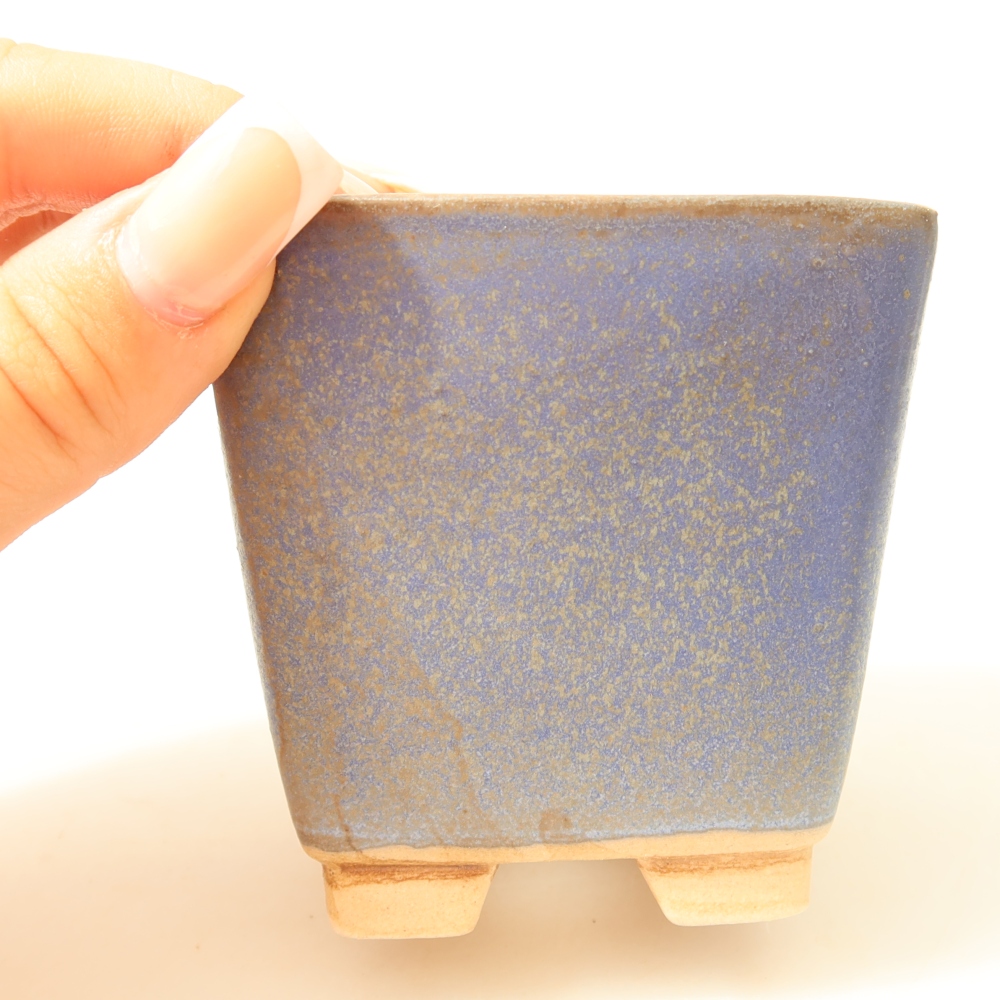Vaso da bonsai in ceramica 7,5 x 7,5 x 7,5 cm, colore blu