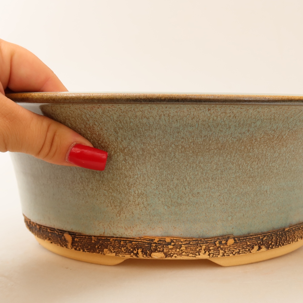 Vaso da bonsai in ceramica 30 x 30 x 9,5 cm, colore verde