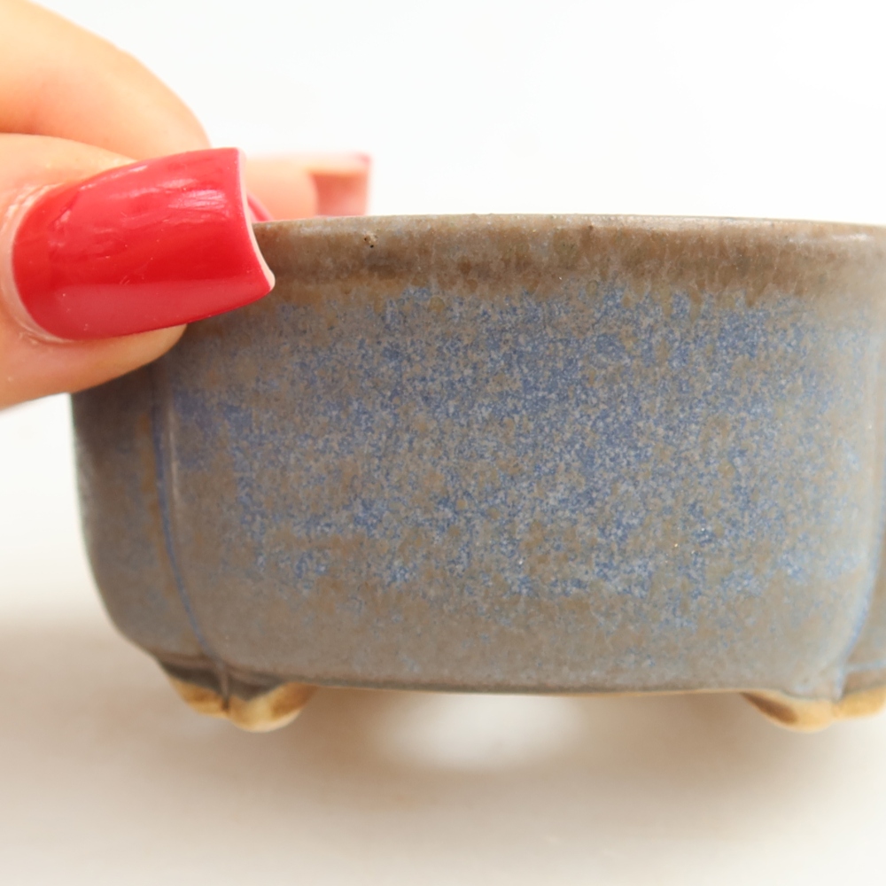 Vaso in ceramica per bonsai 8 x 7,5 x 3,5 cm, colore blu