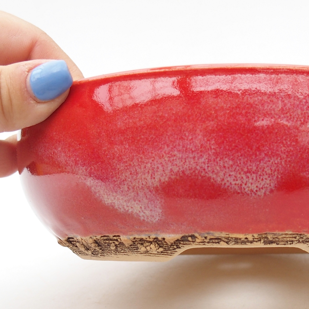 Ciotola per bonsai in ceramica 18 x 18 x 5,5 cm, colore rosso