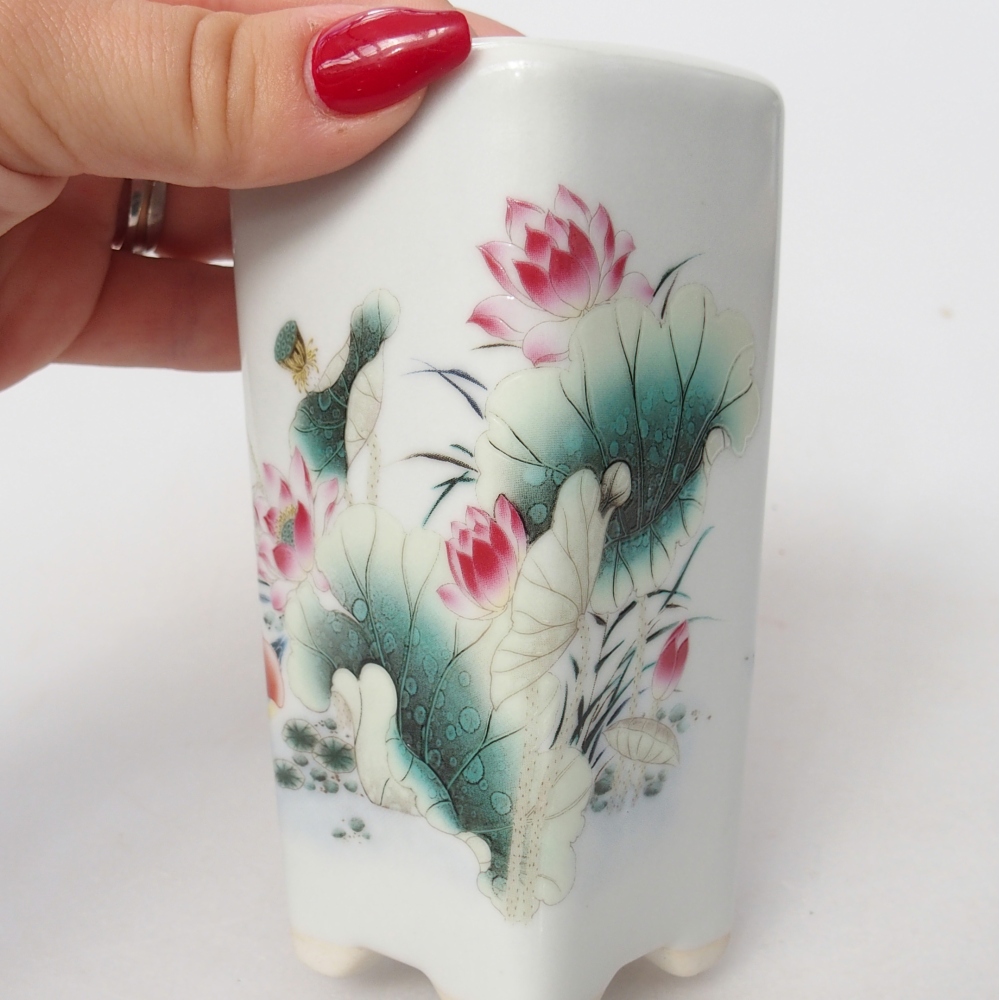 Ciotola per bonsai in ceramica 5,5 x 5,5 x 12 cm, colore bianco