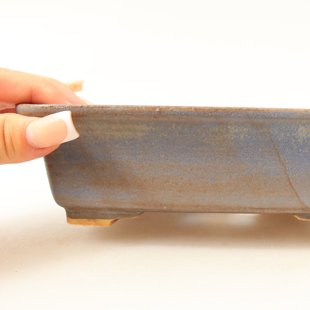 Vaso da bonsai in ceramica 17,5 x 14,5 x 5,5 cm, colore blu