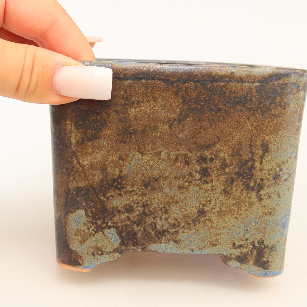 Vaso da bonsai in ceramica 10,5 x 10,5 x 8,5 cm, colore marrone