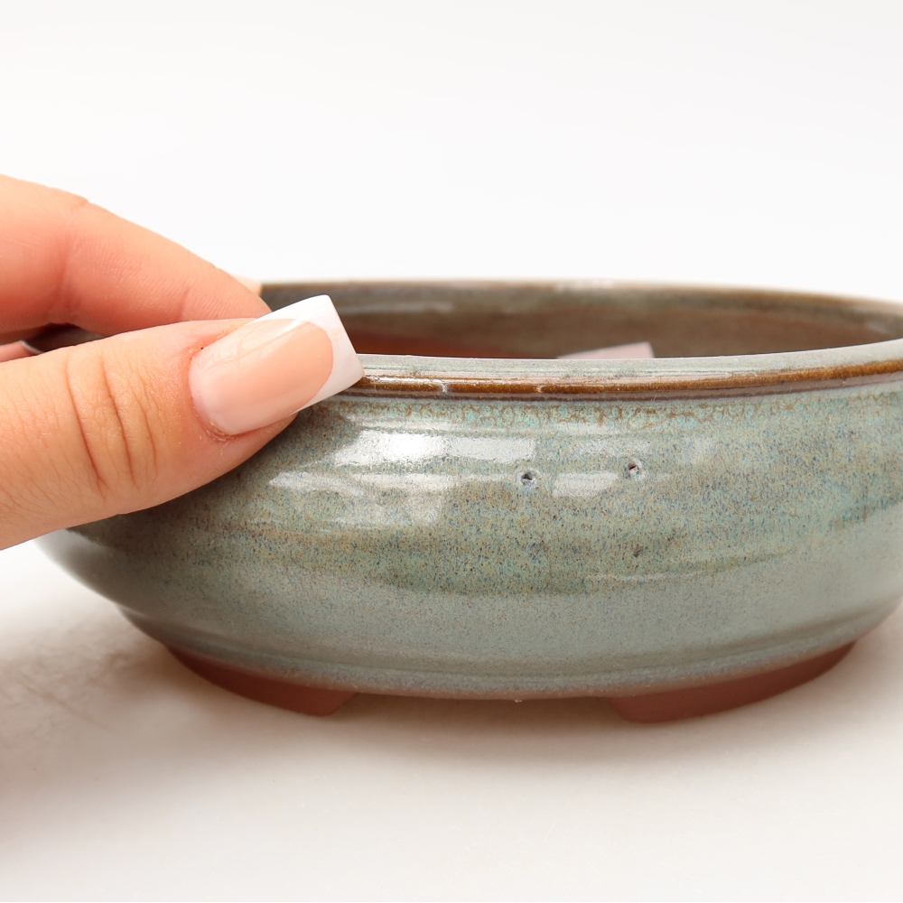 Vaso da bonsai in ceramica 16 x 16 x 5,5 cm, colore verde