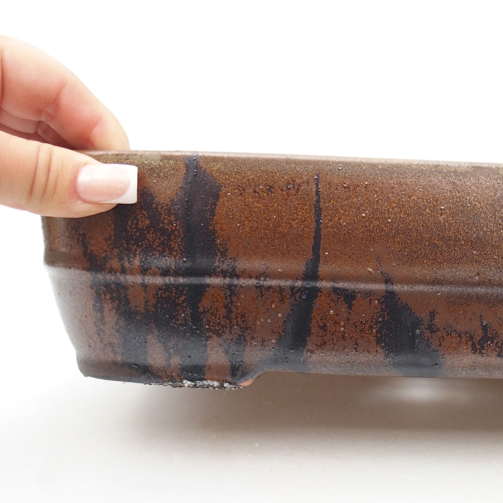 Ciotola per bonsai in ceramica 27,5 x 20,5 x 7,5 cm, marrone