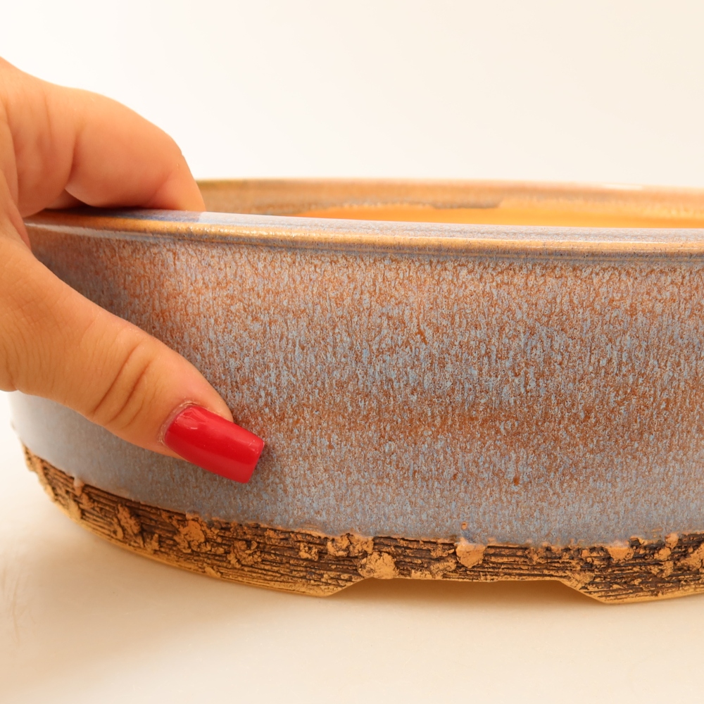 Vaso in ceramica per bonsai 28 x 28 x 8 cm, colore blu