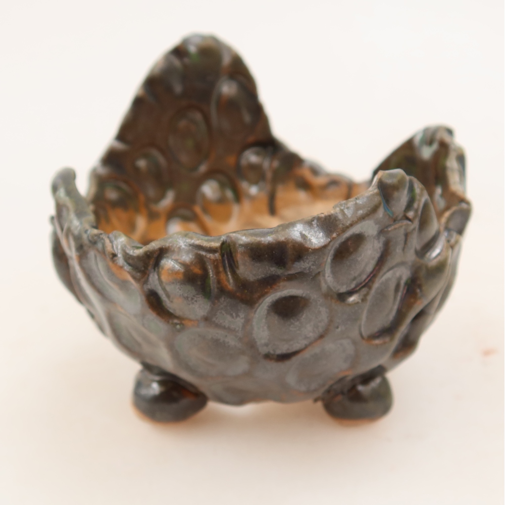 Guscio in ceramica  8,5 x 7,5 x 7 cm, colore verde-marrone