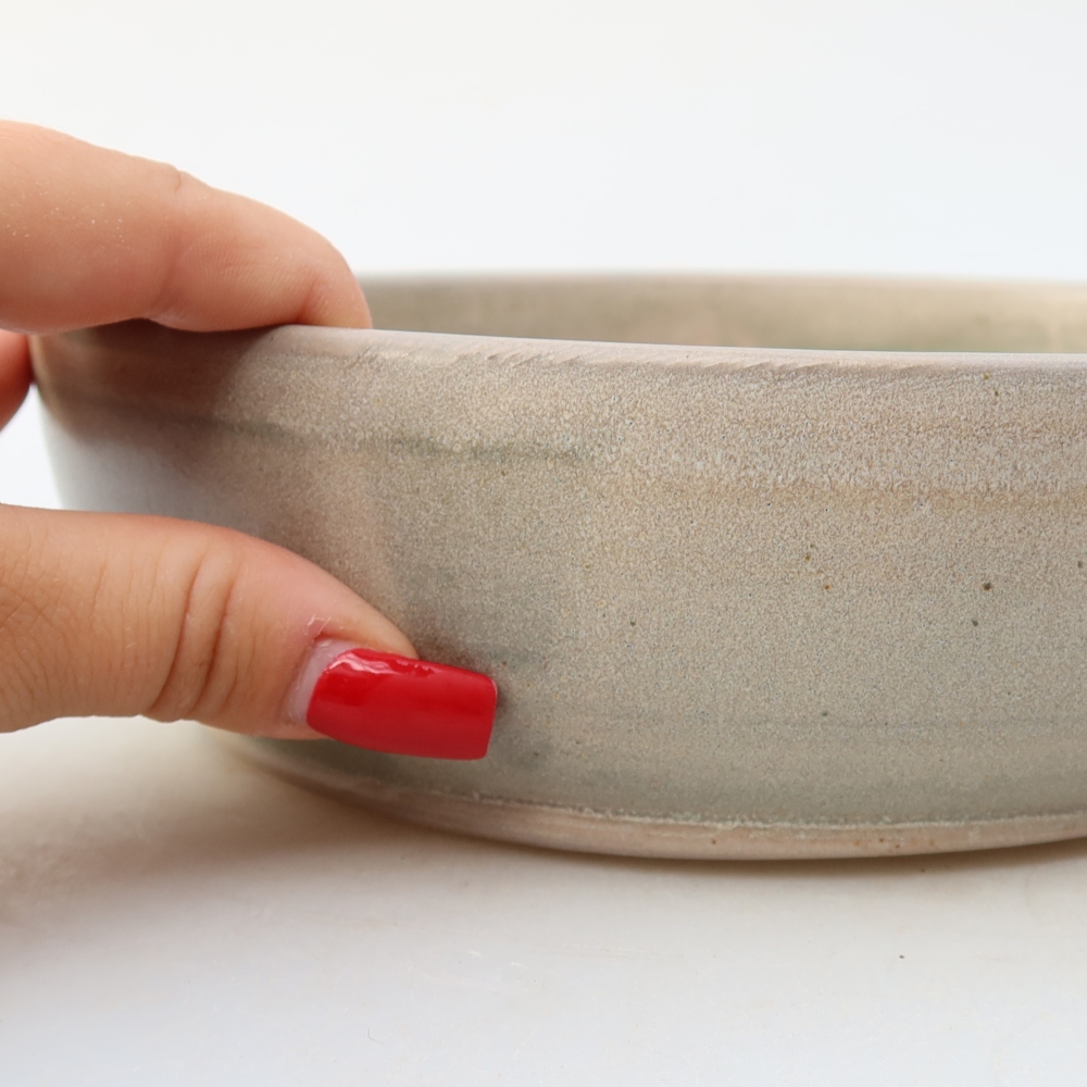 Ciotola per bonsai in ceramica 20,5 x 20,5 x 6 cm, colore beige