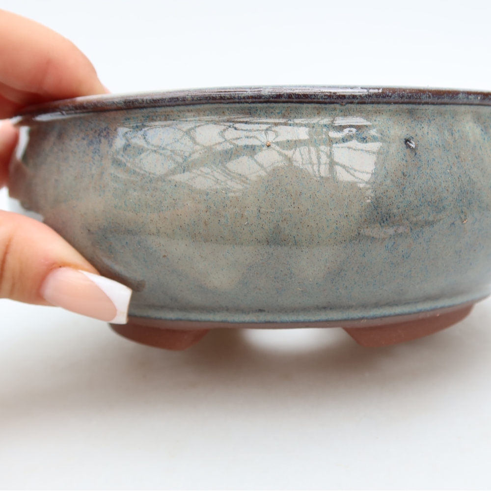 Vaso per bonsai in ceramica 16 x 16 x 6,5 cm, colore grigio
