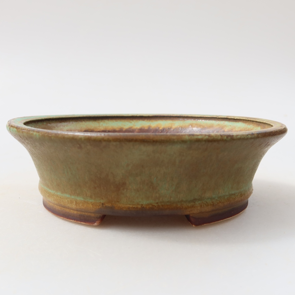 Vaso da bonsai in ceramica 12,5 x 11,5 x 4 cm, colore verde