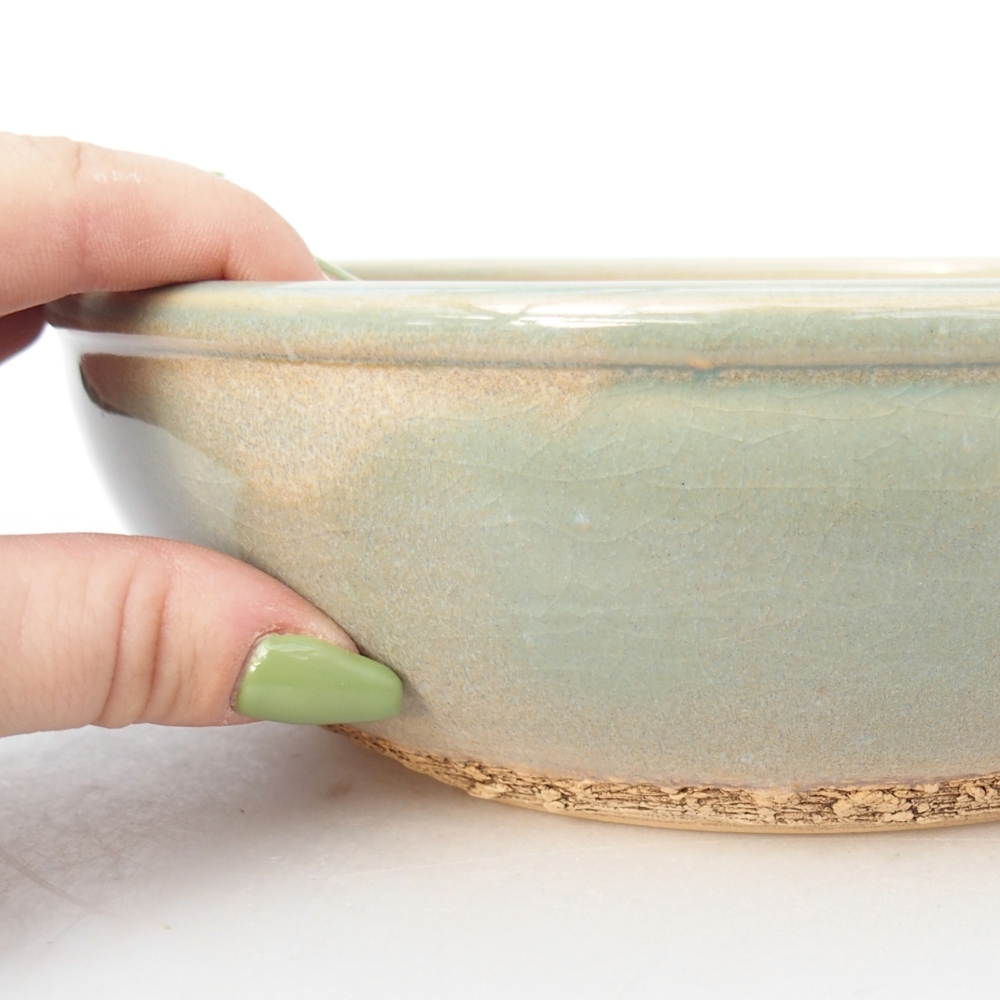 Ciotola per bonsai in ceramica 20 x 20 x 6 cm, verde