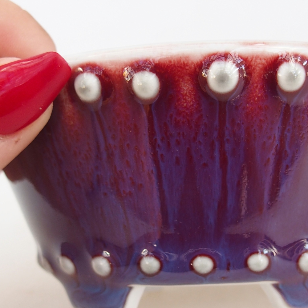 Ciotola per bonsai in ceramica 10,5 x 10,5 x 5 cm, colore viola