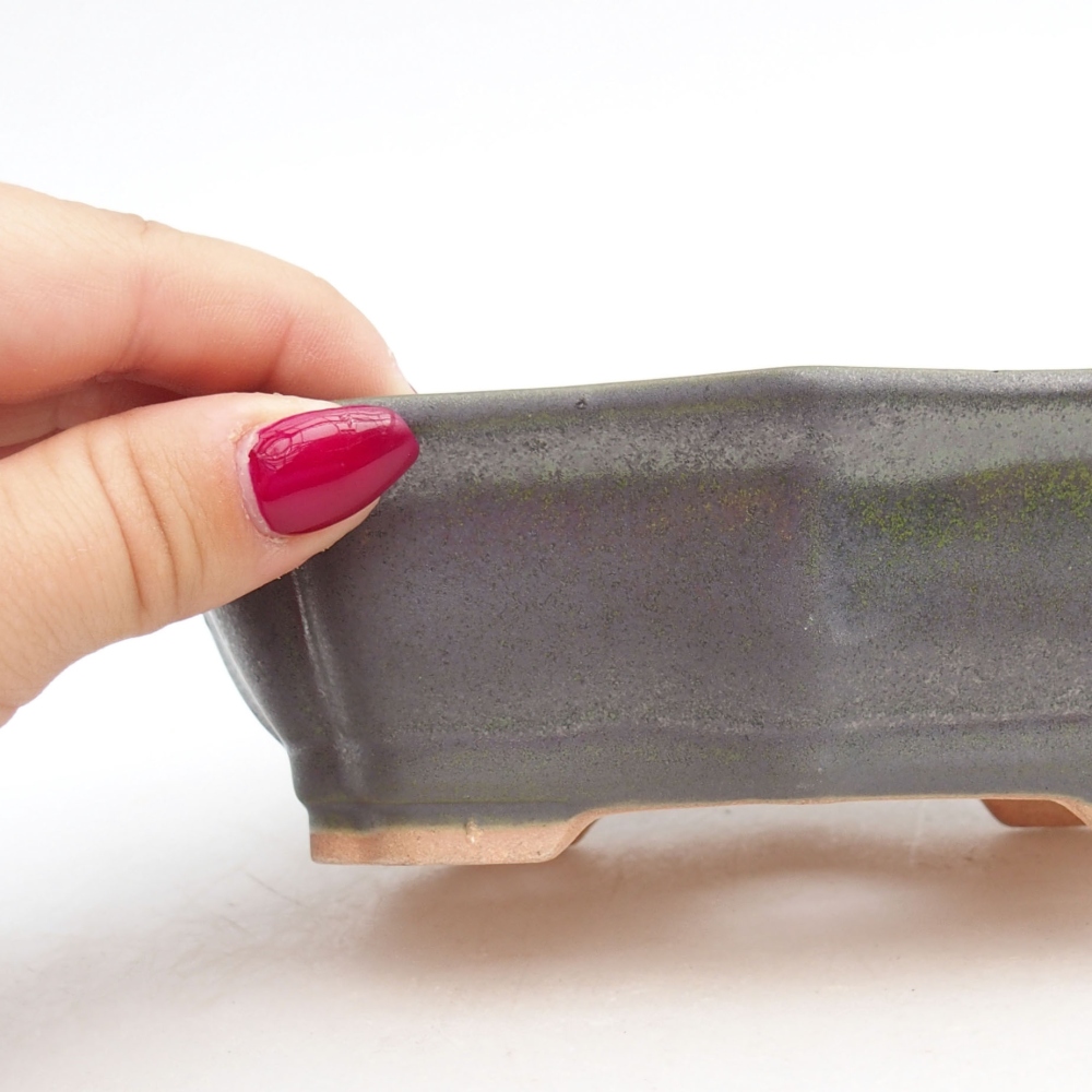 Ciotola per bonsai in ceramica 15,5 x 11,5 x 4,5 cm, verde