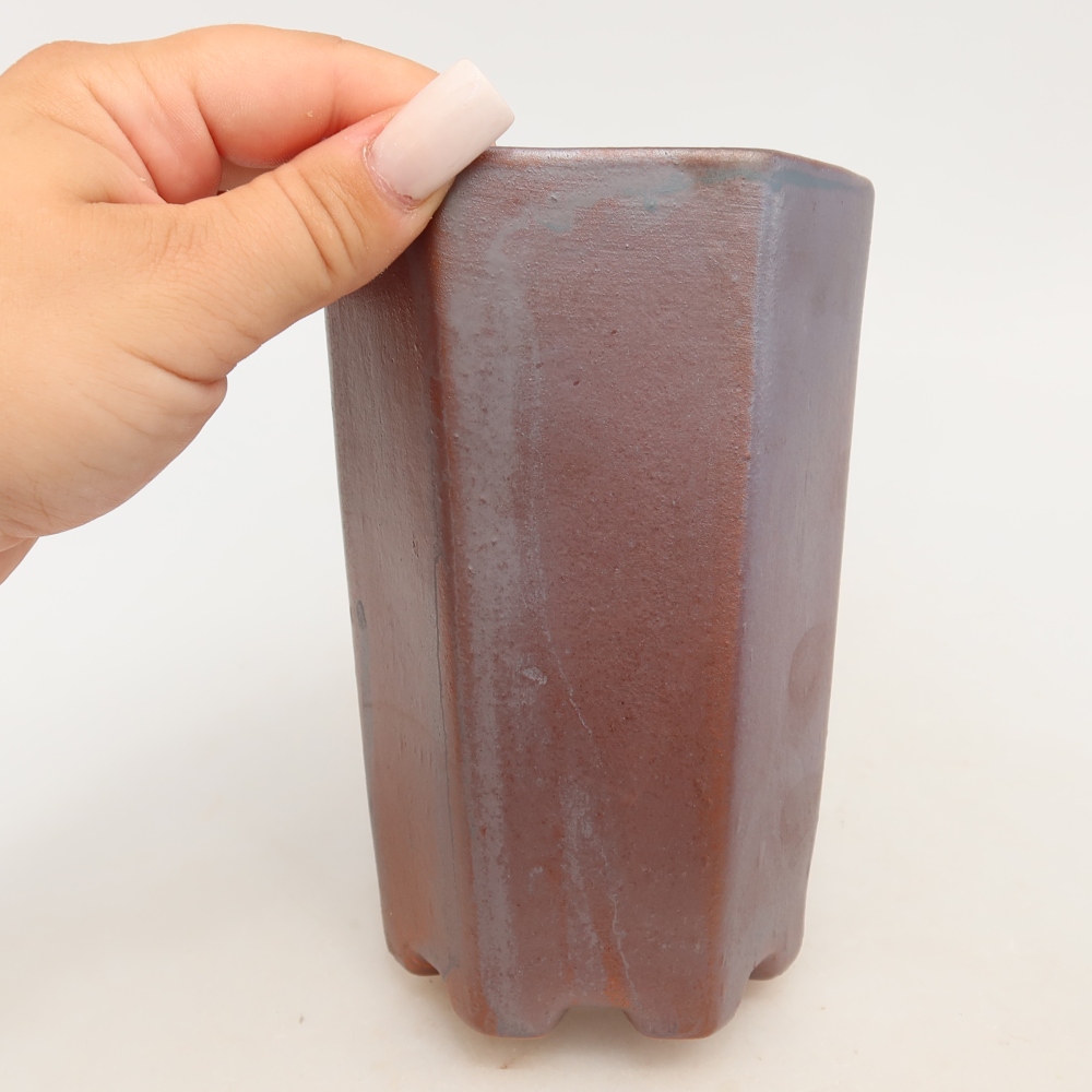 Vaso da bonsai in ceramica 9,5 x 8,5 x 14,5 cm, colore metallizzato