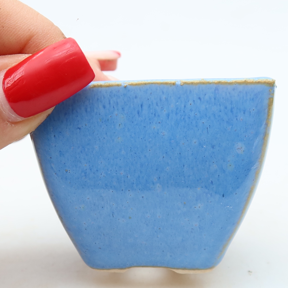 Ciotola bonsai in ceramica 5,5 x 5,5 x 4,5 cm, colore blu