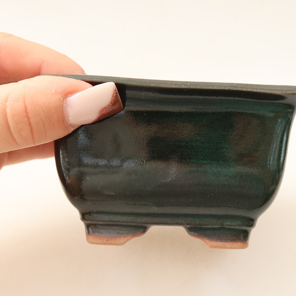 Vaso da bonsai in ceramica 9,5 x 9,5 x 5,5 cm, colore verde