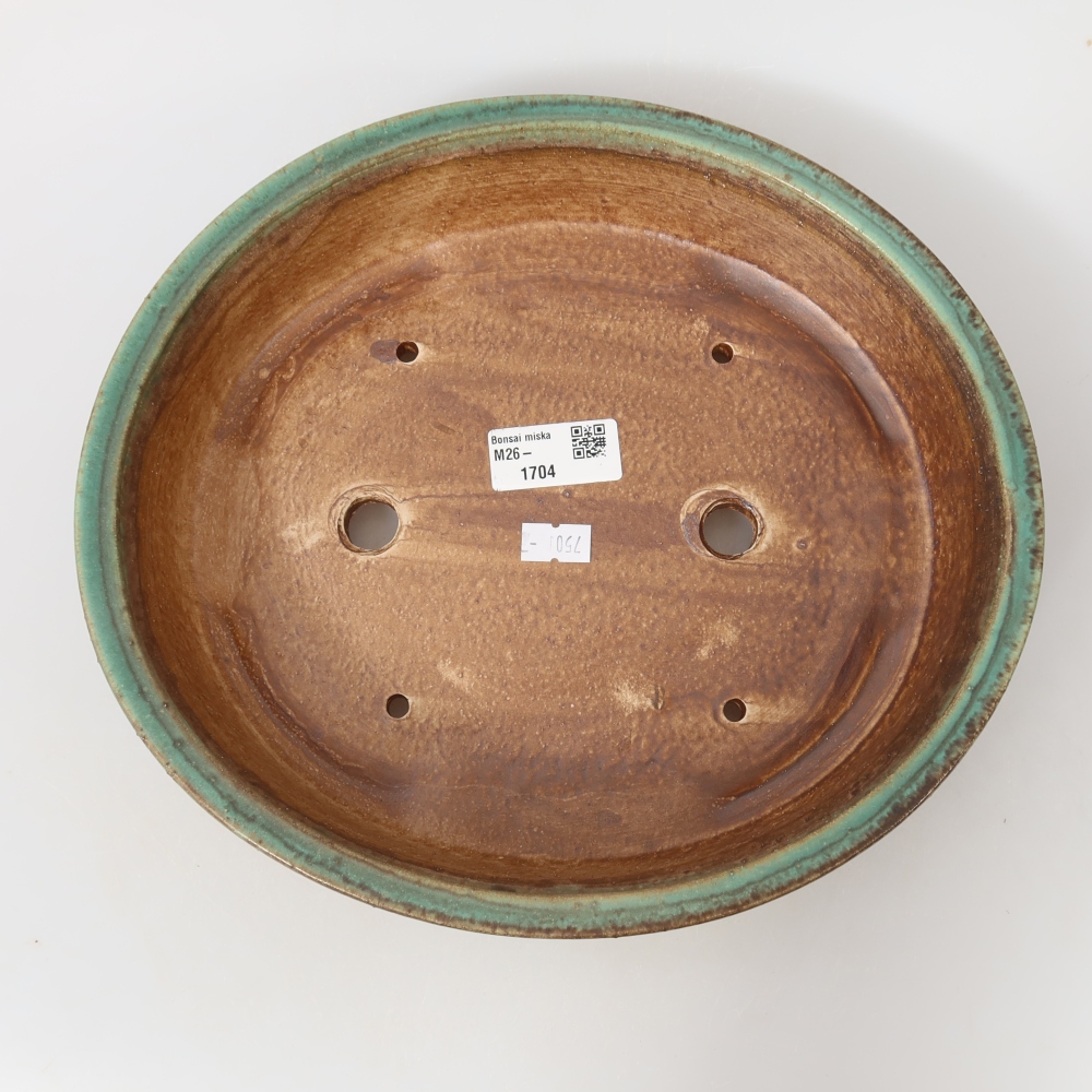 Ciotola per bonsai in ceramica 26,5 x 23,5 x 5,5 cm, verde