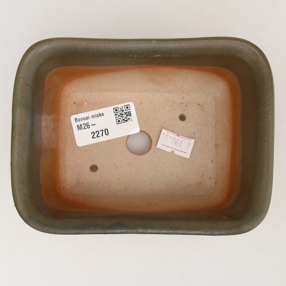 Ciotola per bonsai in ceramica 13,5 x 10,5 x 6 cm, verde