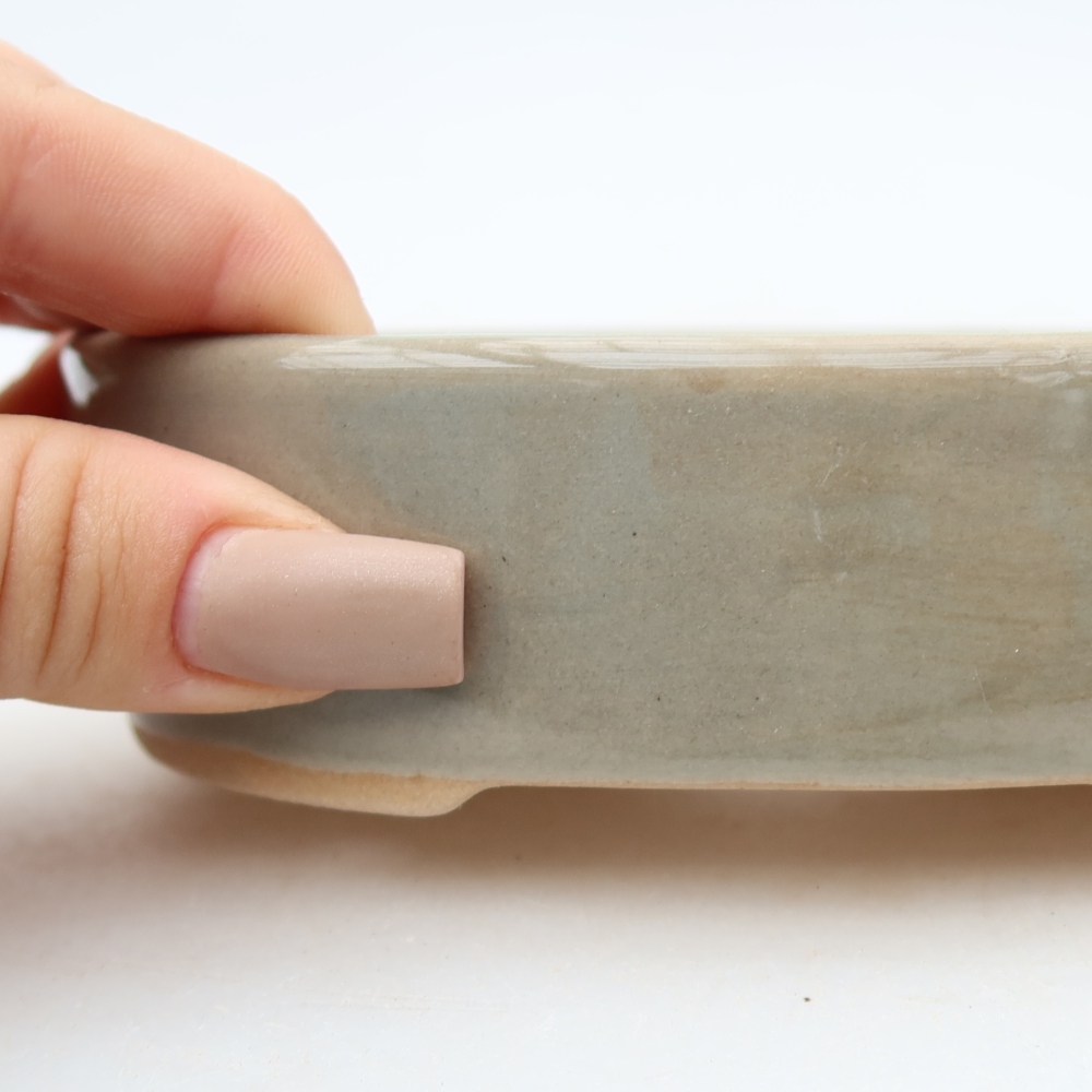 Vaso per bonsai in ceramica 13 x 10 x 3,5 cm, colore grigio